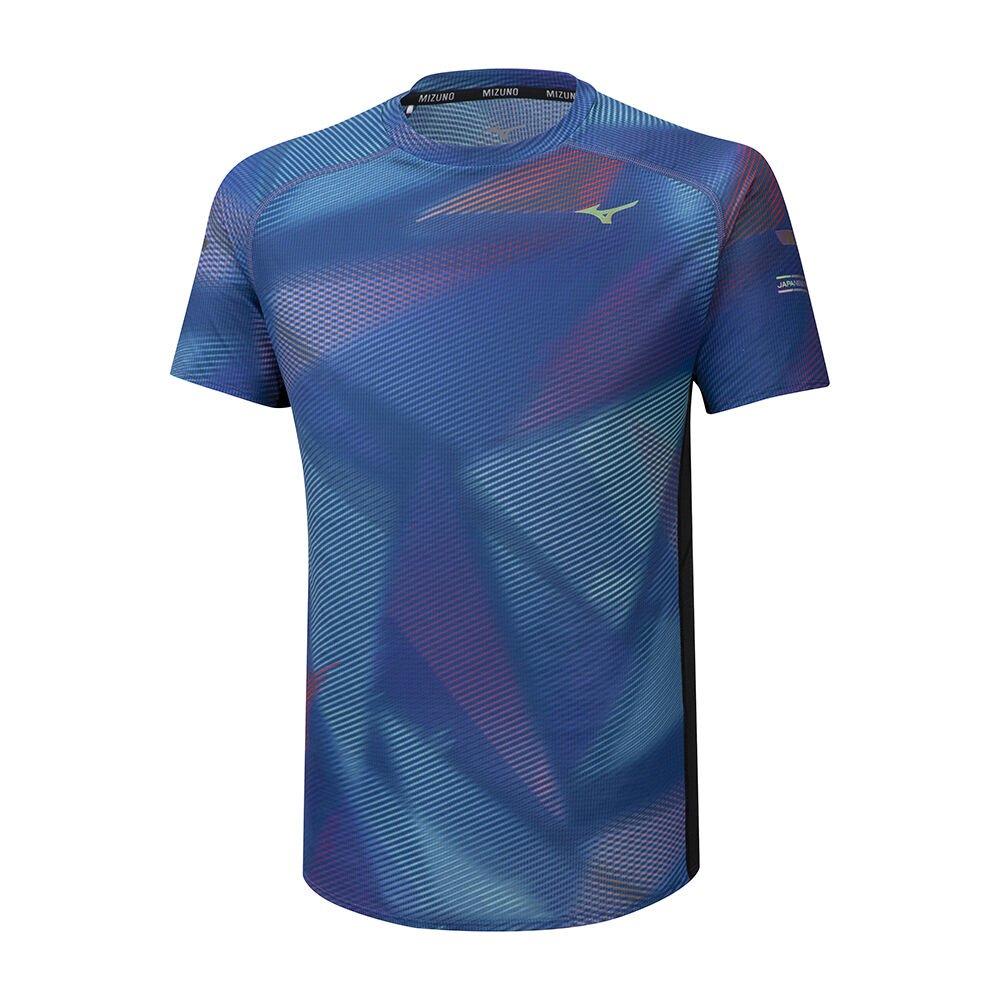 Mizuno Men's Running T-Shirts Blue Aero Graphic Apparel - J2GA000129